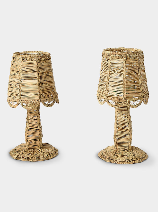 CasaLatina - | Set of 2 | Dayana Handwoven Iraca Palm Portable Lights - Beige - ABASK - 