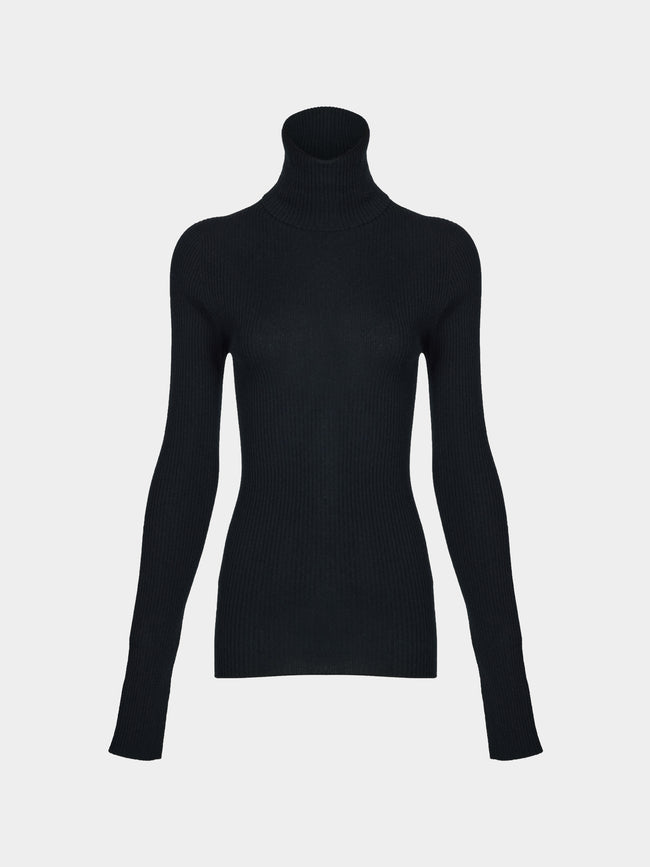 Arch4 - Izzy Baby Goat Cashmere Rollneck Top | Size: S - Black - ABASK - 