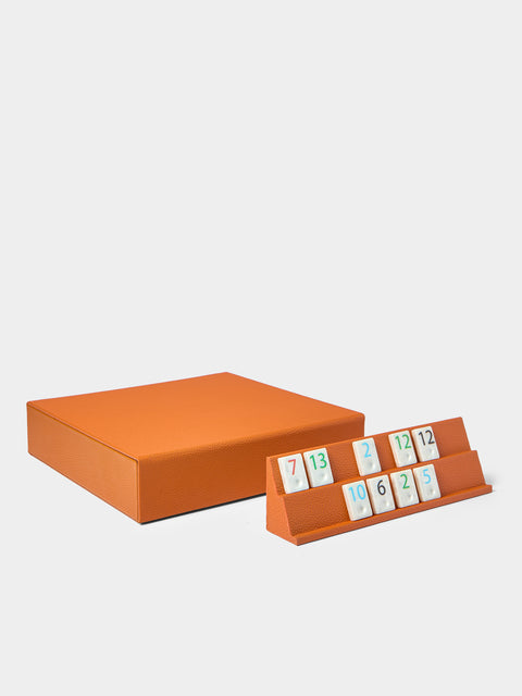 Belotier - Leather Rummikub Set - Orange - ABASK - 