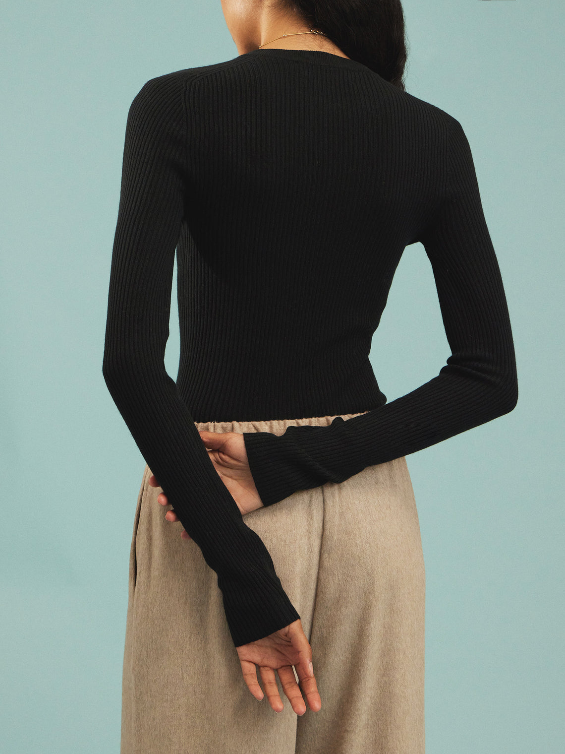 Arch4 - Celeste Baby Goat Cashmere Long-Sleeved Top | Size: S - Black - ABASK