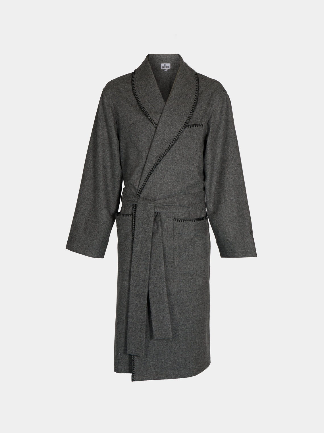 Sebline - Hand-Embroidered Wool Robe | Size: M/L - Gray - ABASK - 