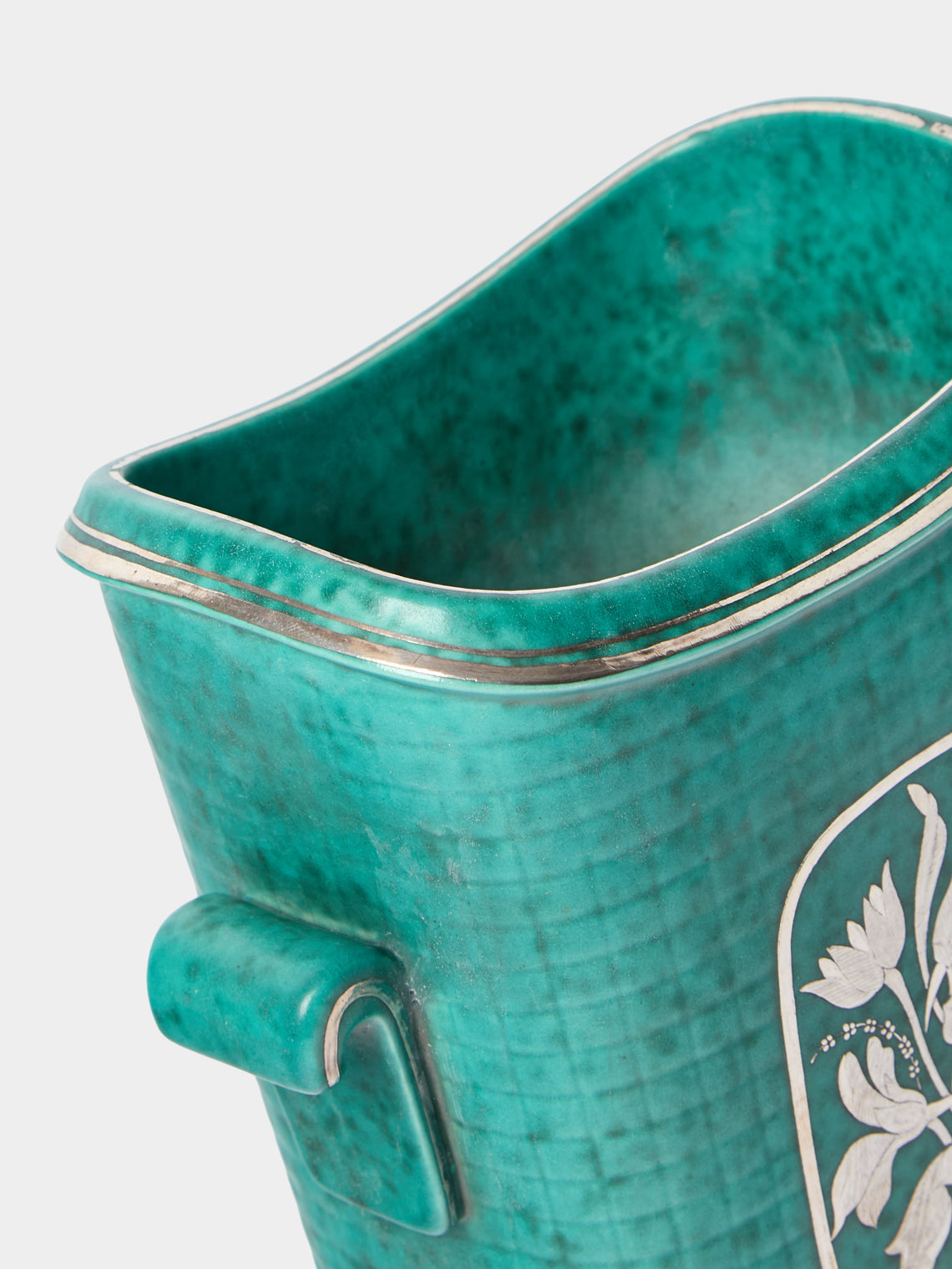 Antique and Vintage - 1930 Wilhelm Kåge Medallion Stoneware Vase (10.5in/26.5cm) - Blue - ABASK