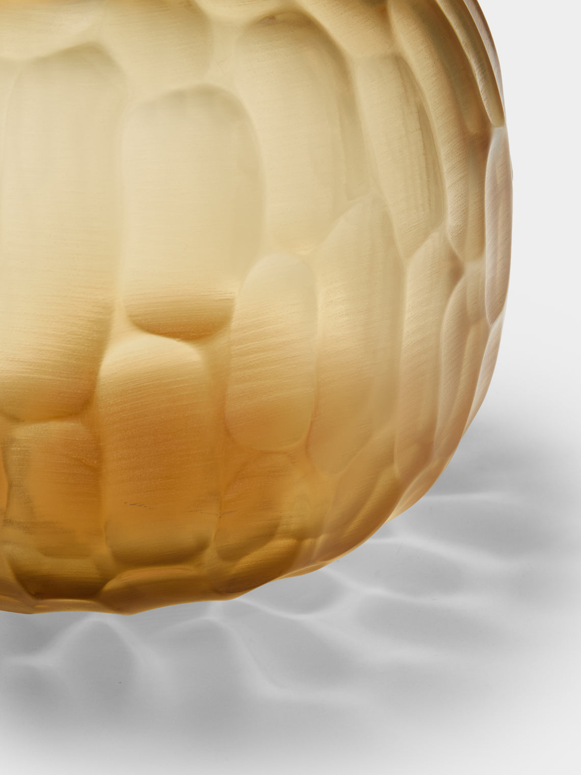 Micheluzzi Glass - Riccio Miele Bamboo Hand-Blown Murano Glass Vase (8.5in/22cm) - Yellow - ABASK