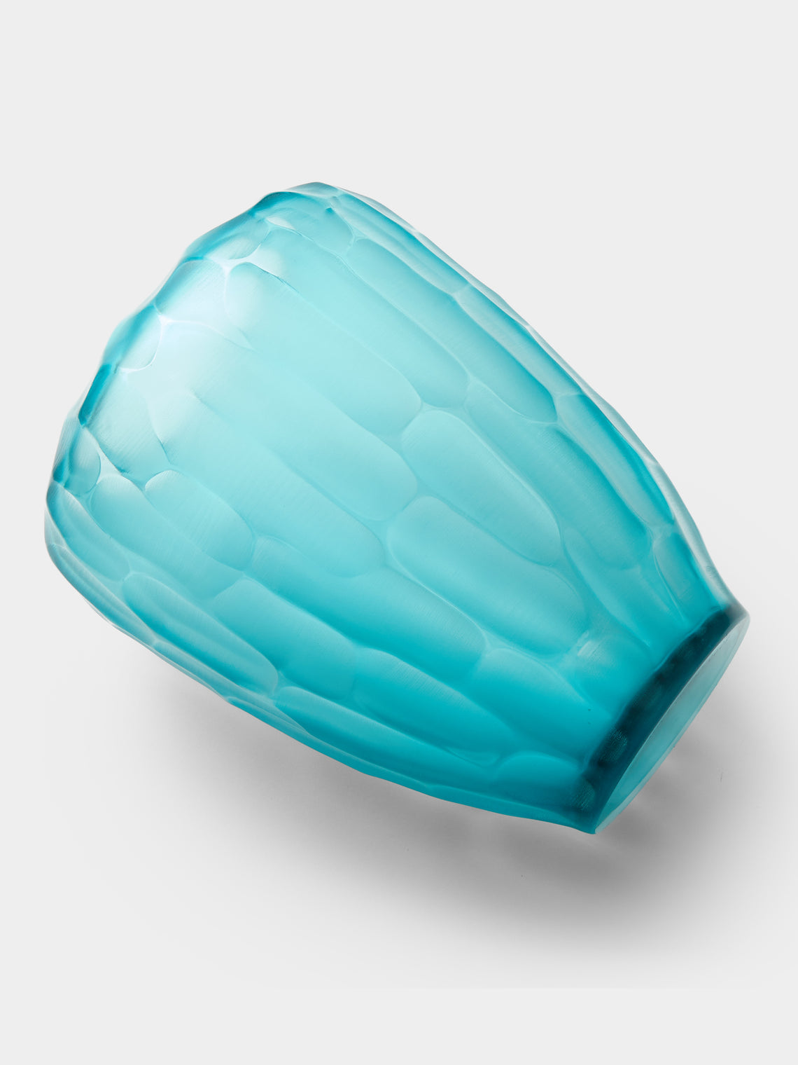 Micheluzzi Glass - Goccia Acqua Bamboo Hand-Blown Murano Glass Vase (9in/23cm) - Blue - ABASK
