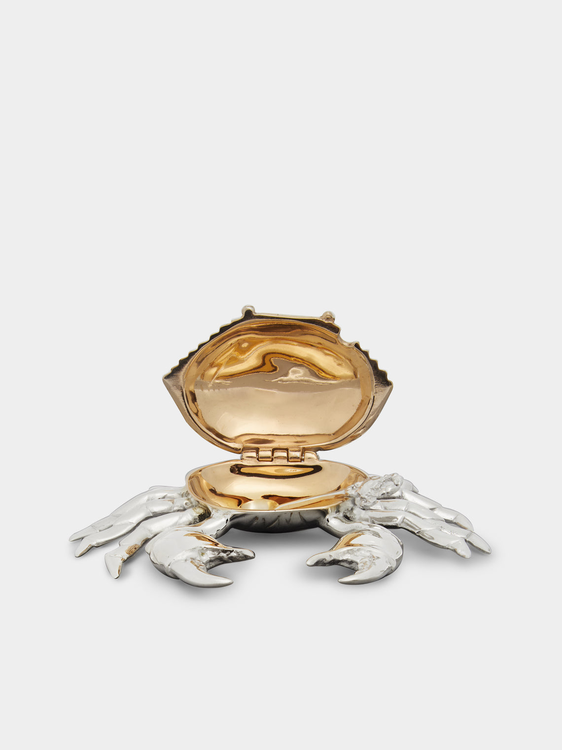 Crab Sterling Silver and Gold Vermeil Salt Cellar with Spoon