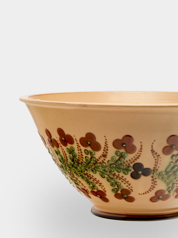 Poterie d’Évires - Flowers Hand-Painted Ceramic Petite Salad Bowl - Cream - ABASK