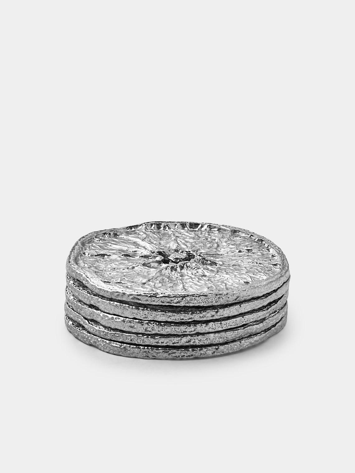 Seikado - Orange Slice Pewter Coasters (Set of 5) - Orange - ABASK - 