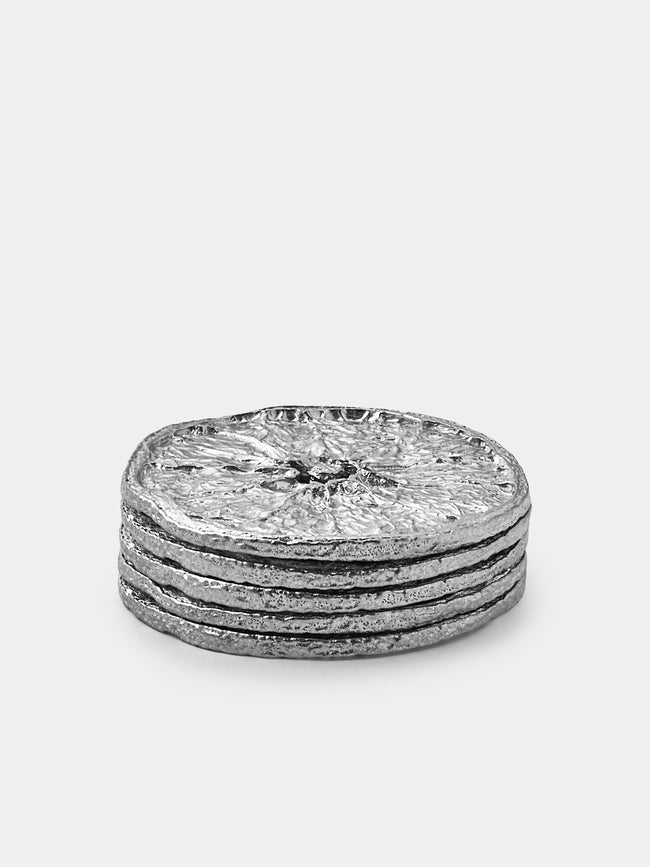 Seikado - Orange Slice Pewter Coasters (Set of 5) - Orange - ABASK - 