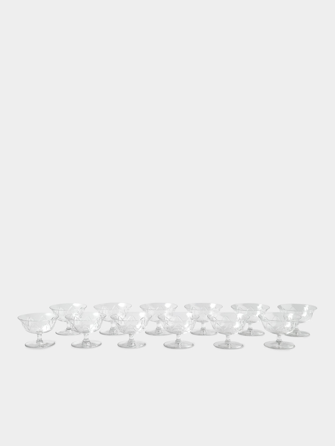 Antique and Vintage - 1940s Daum Art Deco Crystal Dessert Coupes (Set of 12) - Clear - ABASK - 
