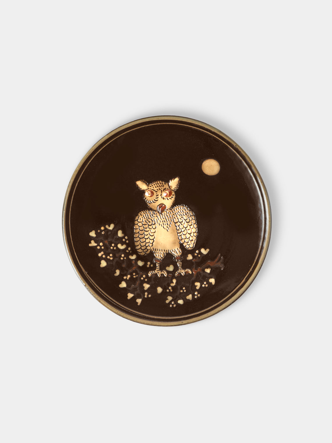 Poterie d’Évires - Animals Hand-Painted Ceramic Plates – 5.5in/14cm (Set of 4) - Dark Brown - ABASK