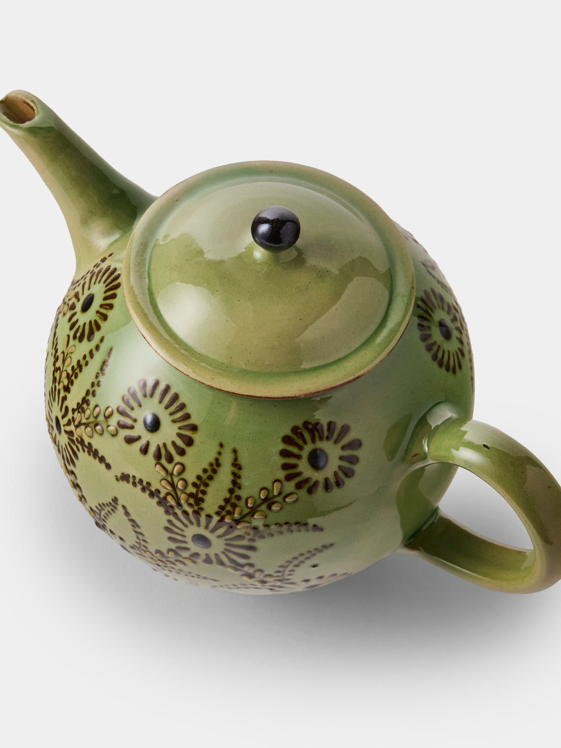 Poterie d’Évires - Flowers Hand-Painted Ceramic Small Teapot - Green - ABASK