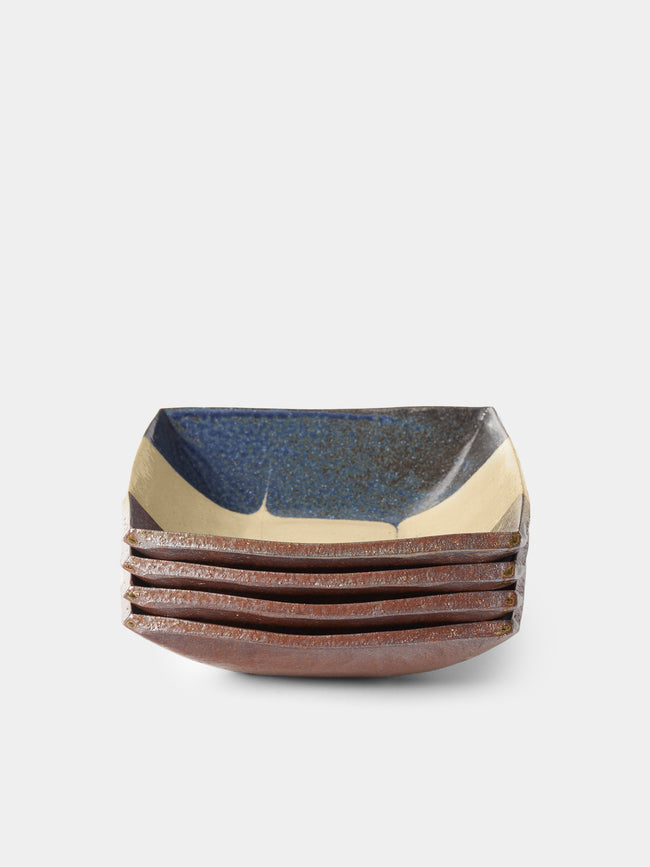 Makidani-gama - No. 1 Nerikomi Ceramic Square Bowls (Set of 4) - Multiple - ABASK