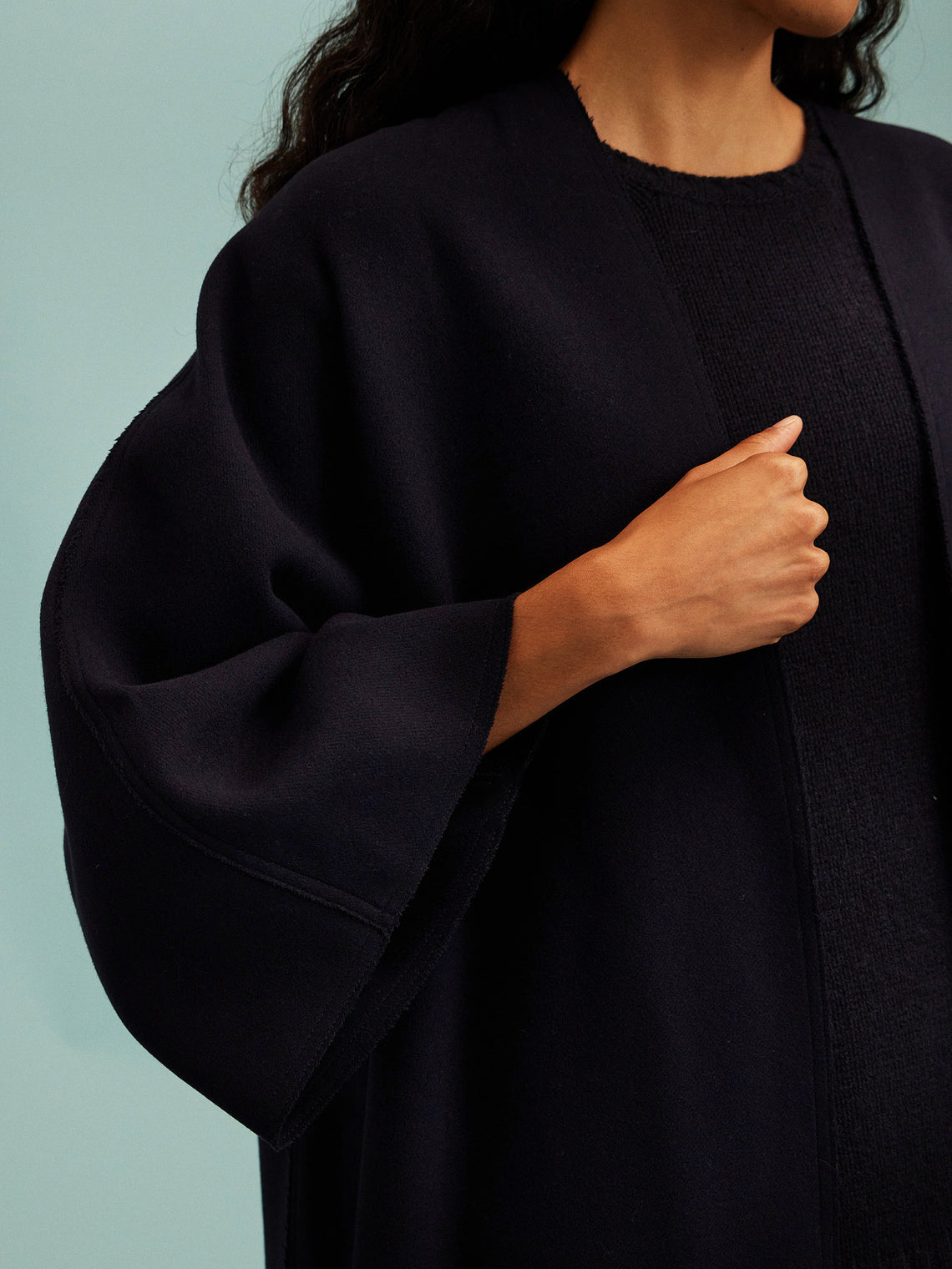 Dusan - Wool V-Neck Robe | One Size - Navy - ABASK