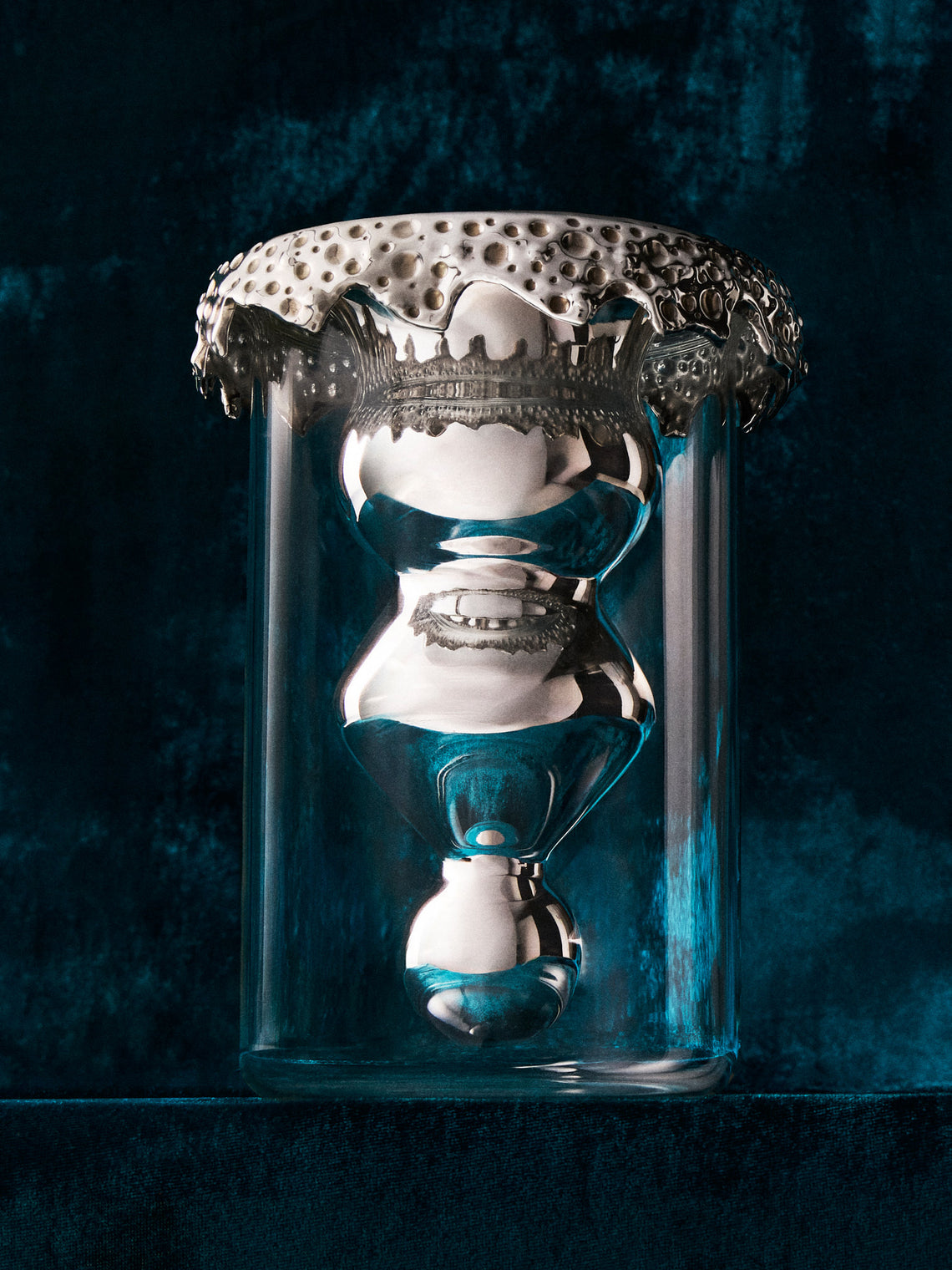 San Lorenzo - 1997 Afra and Tobia Scarpa Pure Silver and Glass Vase (8in/20.5cm) - Silver - ABASK