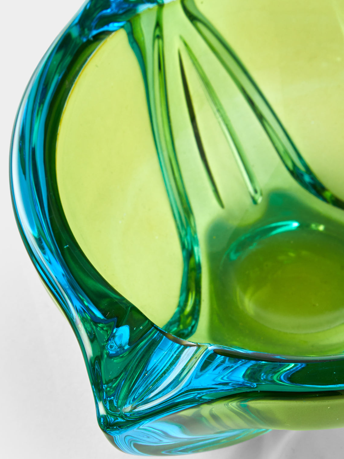 Antique and Vintage - Mid-Century Czech Glass Ashtray - Green - ABASK