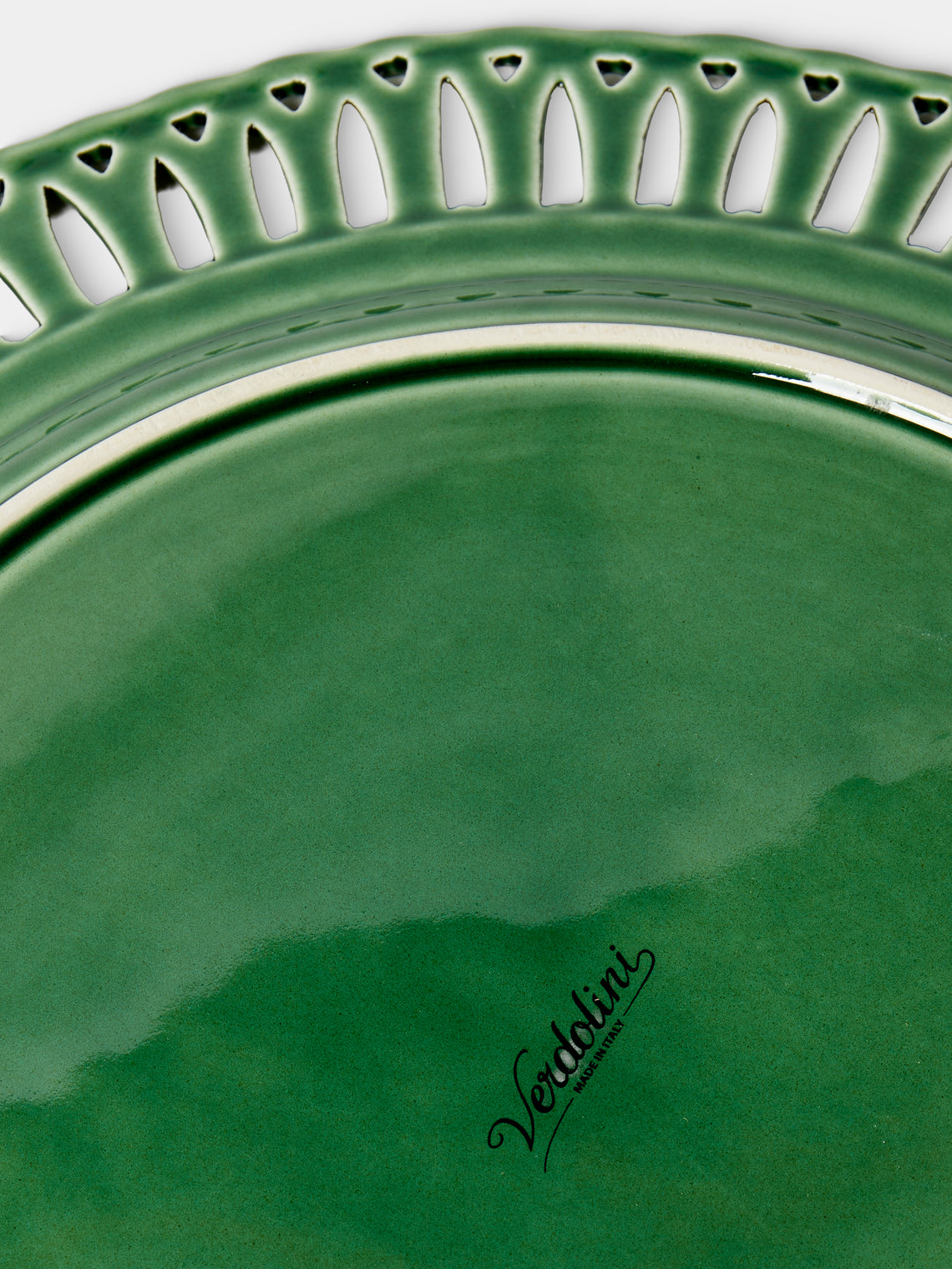 Verdolini - Arch Openwork Hand-Painted Ceramic Charger Plate (14in/36cm) - Green - ABASK