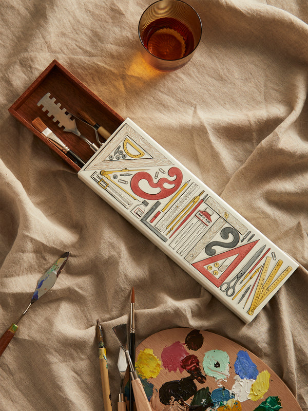 Fornasetti - Strumenti da Disegno Wood Box - White - ABASK