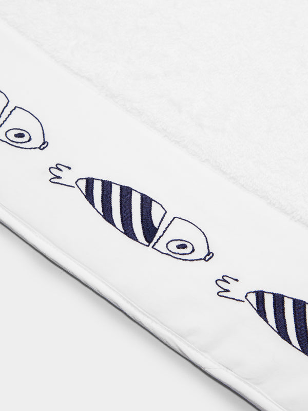Loretta Caponi - Striped Fish Hand-Embroidered Cotton Bath Mat -  - ABASK