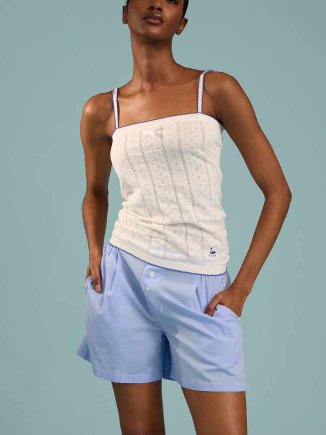 B.B. Wallace - Chicago Cotton Pointelle Camisole Top | Size: S - White - ABASK