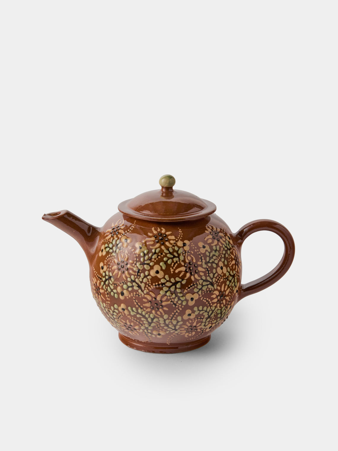 Poterie d’Évires - Flowers Hand-Painted Ceramic Small Teapot - Light Brown - ABASK - 