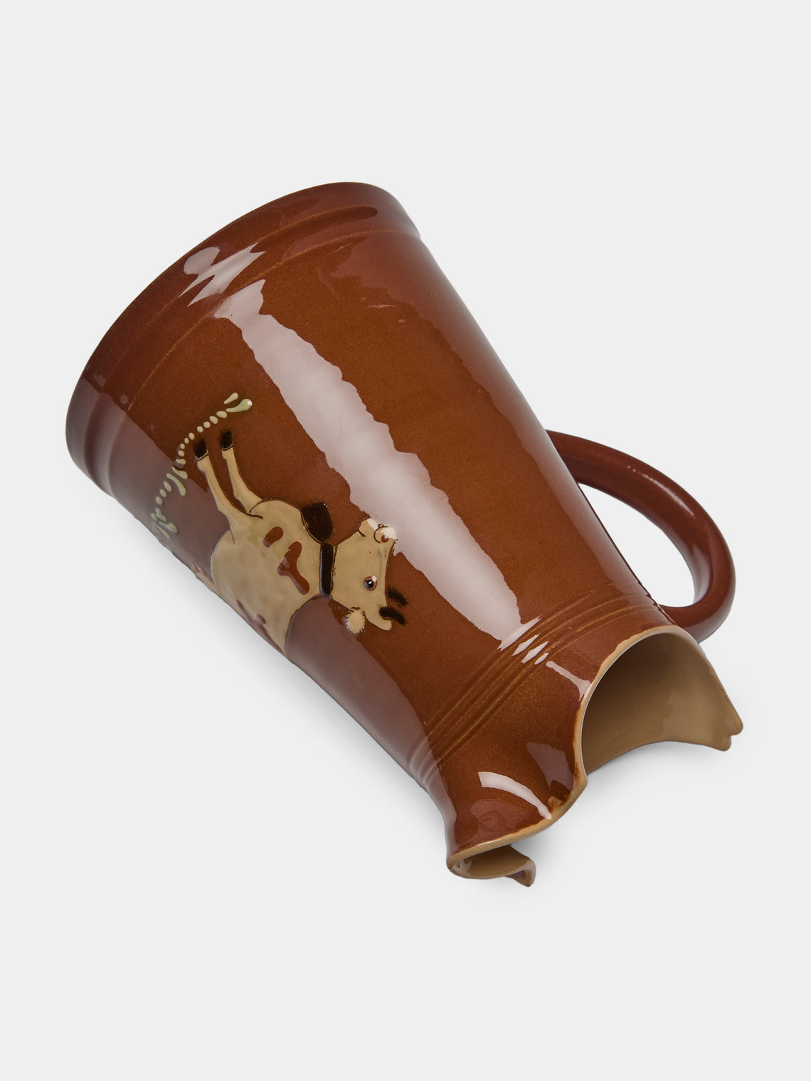 Poterie d’Évires - Cows Hand-Painted Ceramic Large Milk Jug - Light brown - ABASK