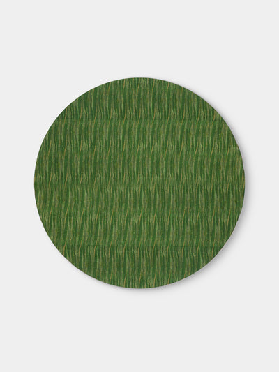 D'Ascoli - Niniane Printed Linen Round Tablecloth (90.5in/2.3m) - Green - ABASK - 