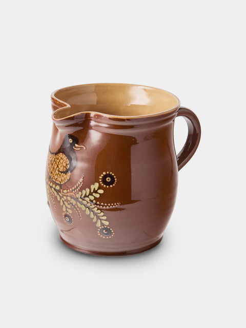 Poterie d’Évires - Birds Hand-Painted Ceramic Medium Jug - Light Brown - ABASK - 