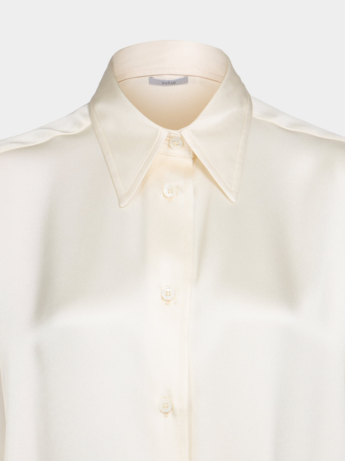 Dusan - Doppio Silk Shirt | Size: S - Cream - ABASK