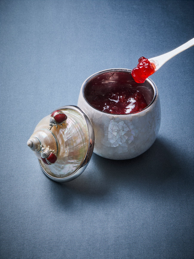 Objet Luxe - Ladybirds Bees Mother-of-Pearl and Silver-Plated Jam Pot - Ivory - ABASK