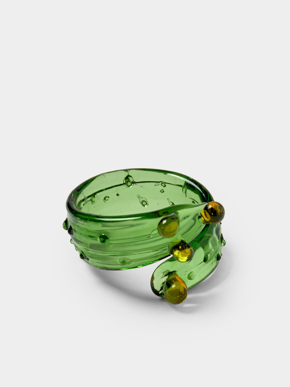Casarialto - | Set of 6 | Cacti Hand-Blown Glass Napkin Rings - Green - ABASK