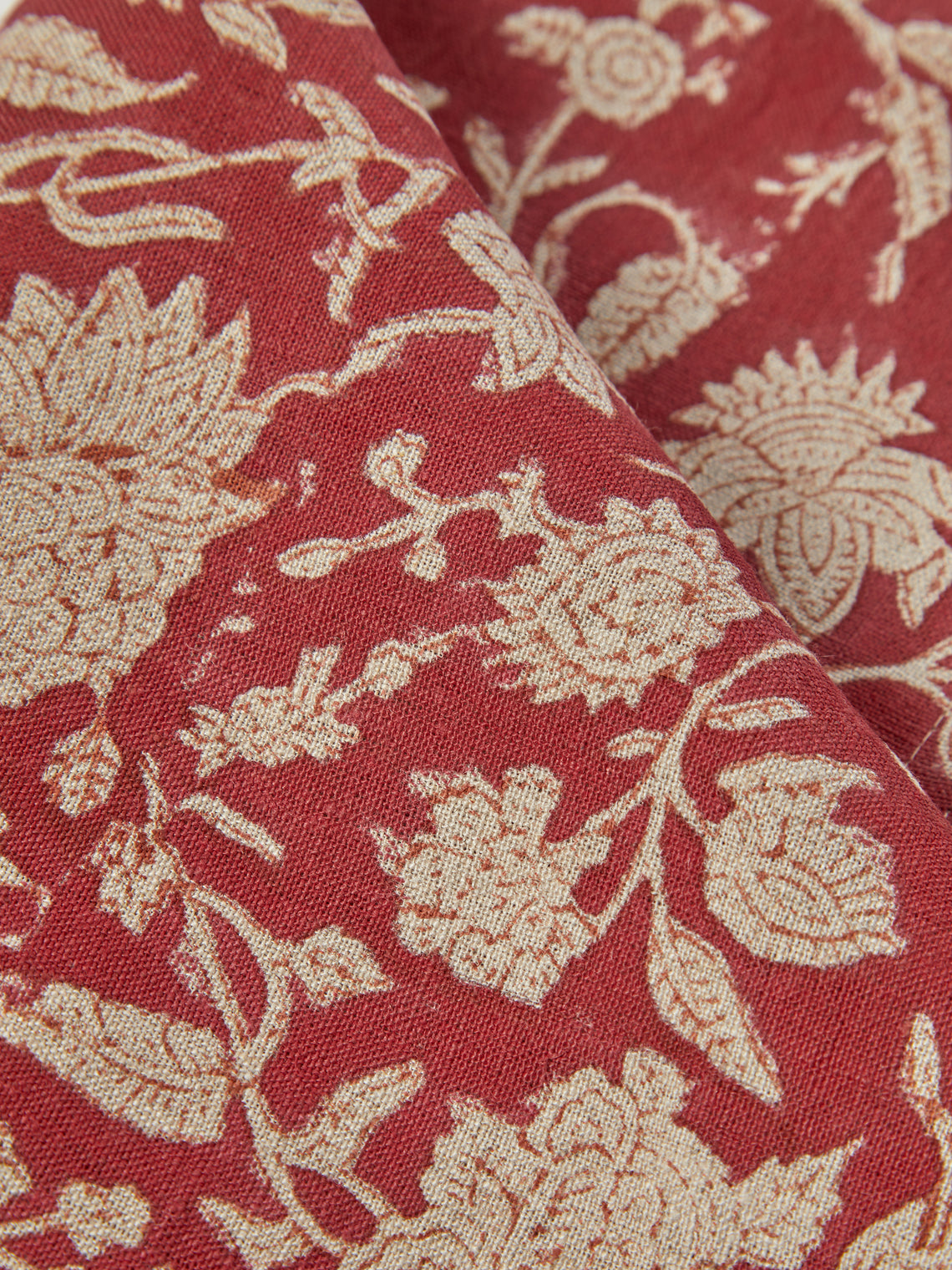 Chamois - | Set of 4 | Indian Rose Block-Printed Linen Napkins - Red - ABASK
