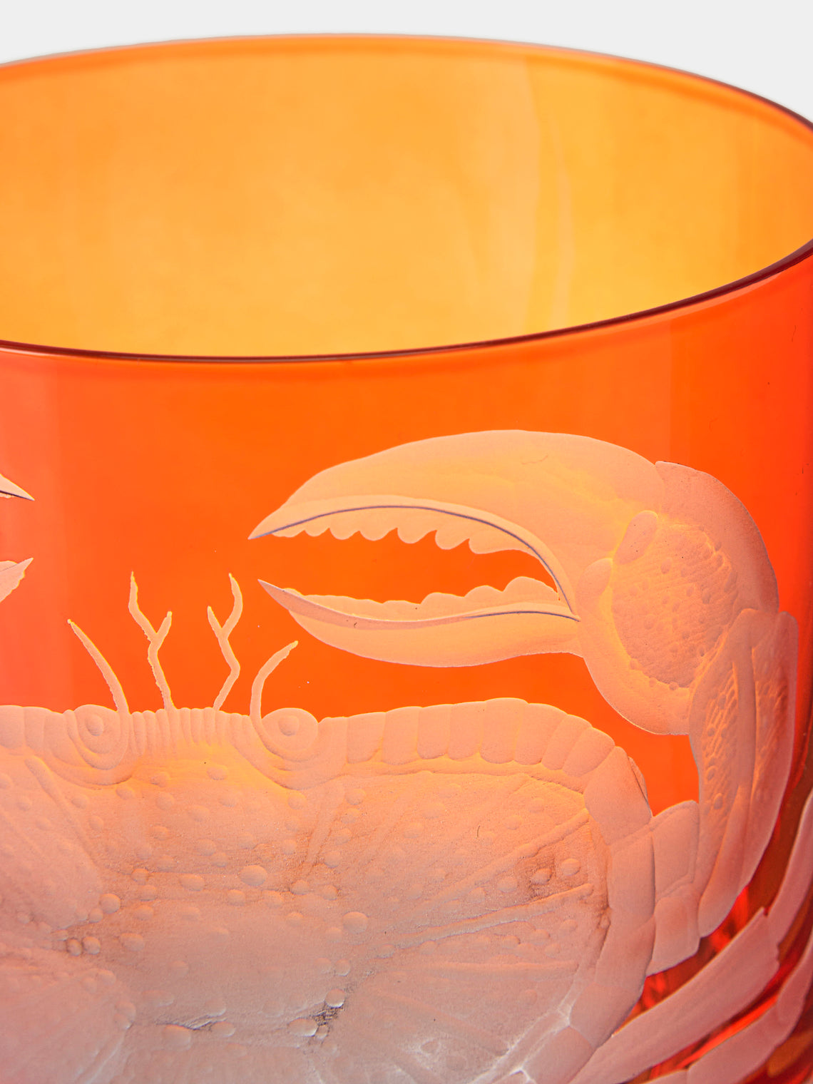Crab Hand-Engraved Crystal Double Old Fashioned Tumbler