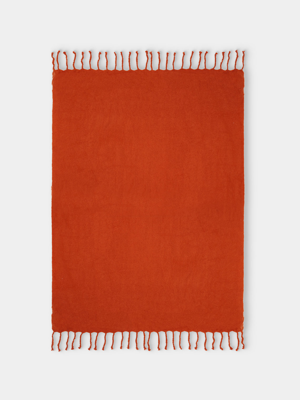 Lena Rewell - Handwoven Solid Mohair King-Size Blanket (118in/3m) - Orange - ABASK - 