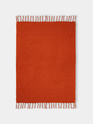 Lena Rewell - Handwoven Solid Mohair King-Size Blanket (118in/3m) - Orange - ABASK - 