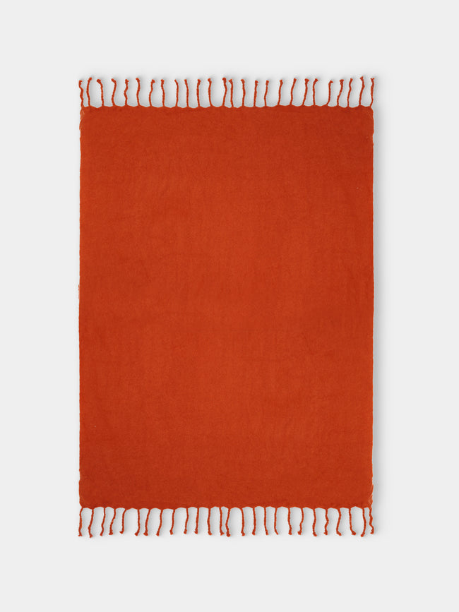 Lena Rewell - Handwoven Solid Mohair King-Size Blanket (118in/3m) - Orange - ABASK - 