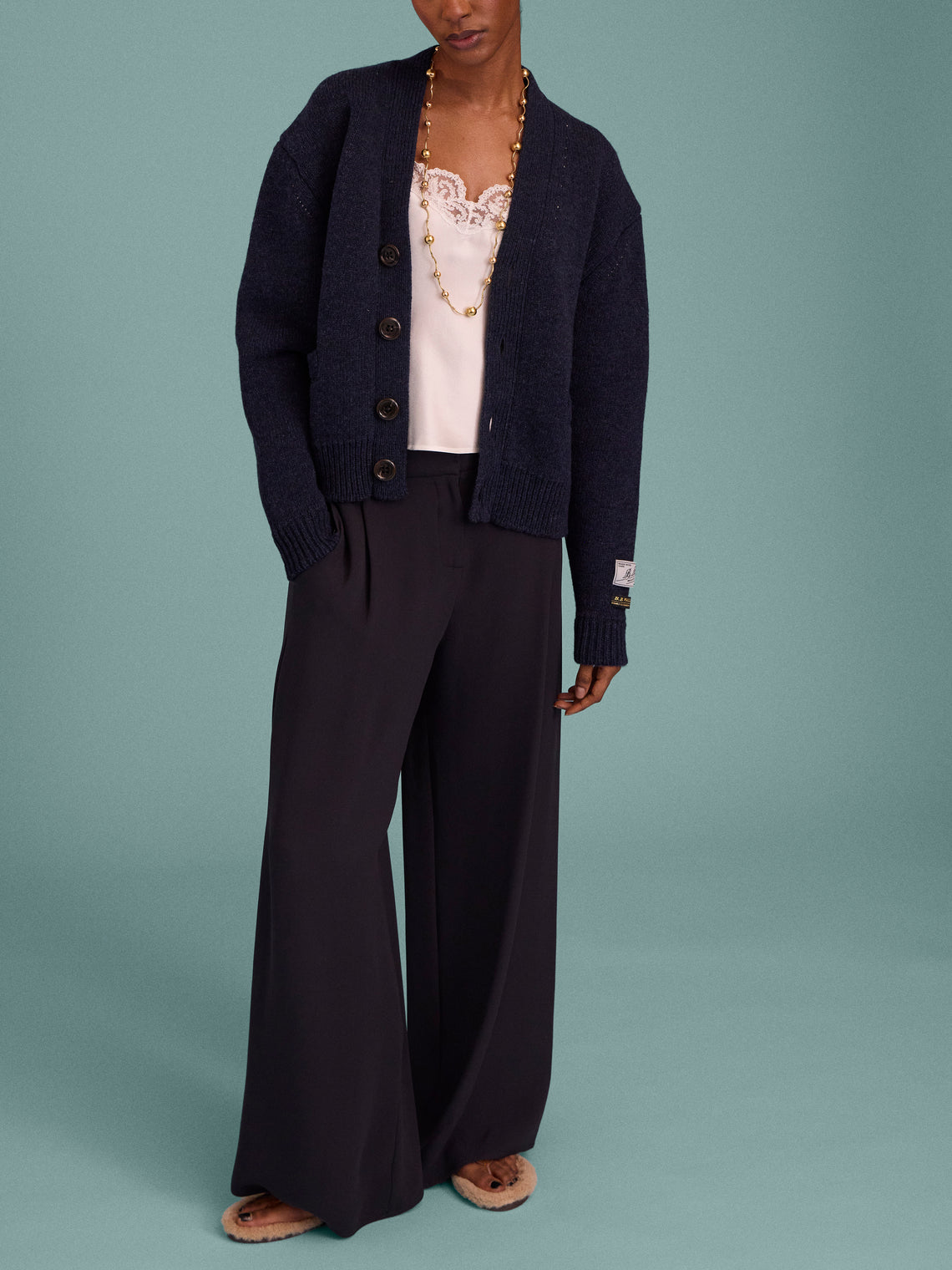 BB Wallace - Wylie Shetland Wool Cardigan | Size: S - Navy - ABASK