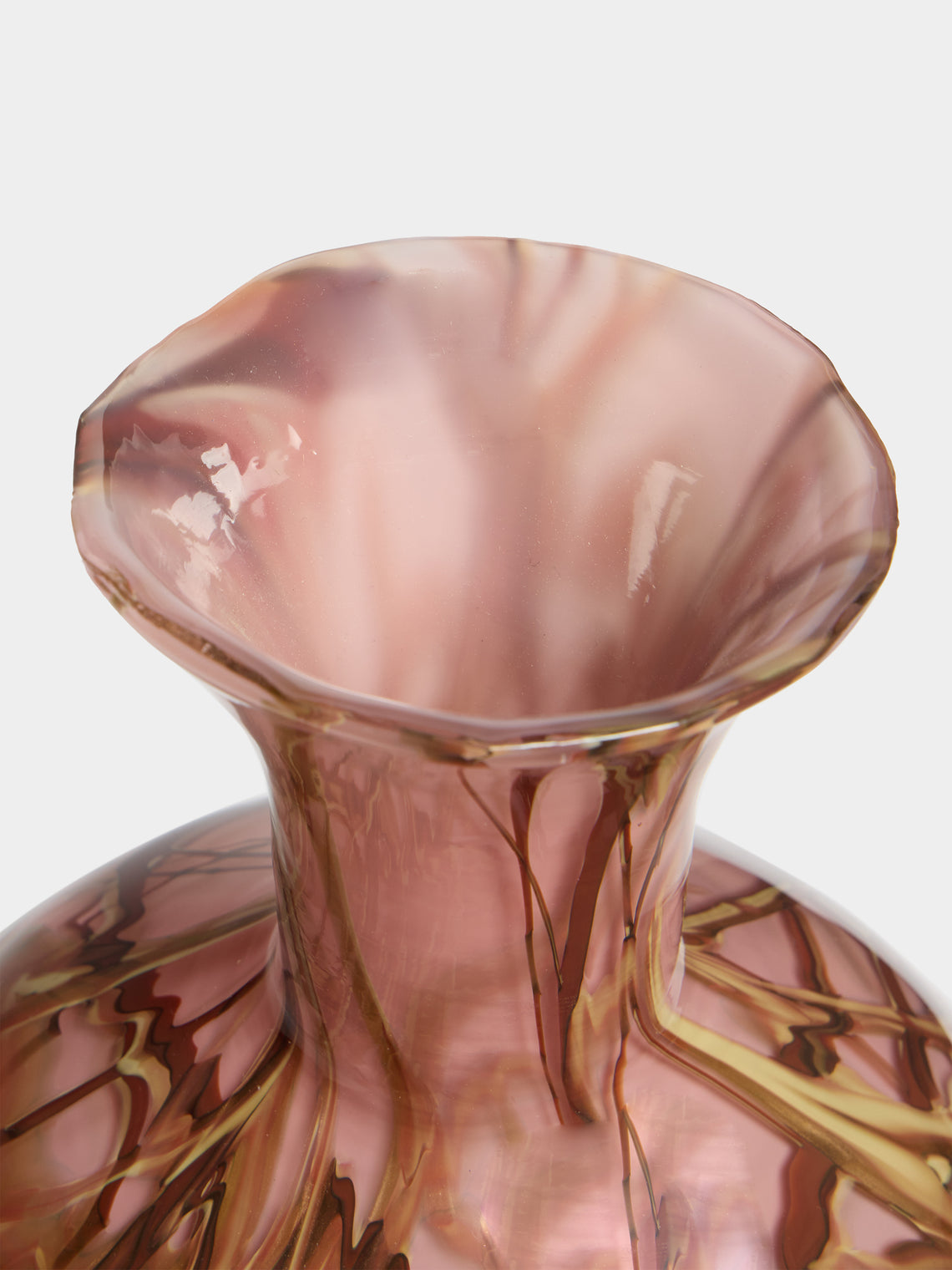 Martyn Thompson Studio - Penny Swirl Hand-Blown Glass Vase (14in/36cm) - Pink - ABASK