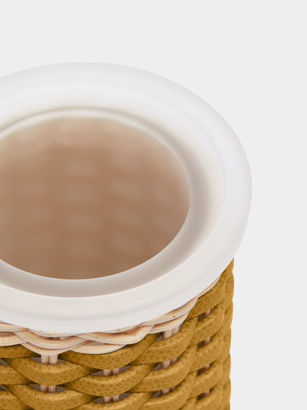 Giobagnara - Calais Leather and Rattan Toothbrush Holder - Yellow - ABASK