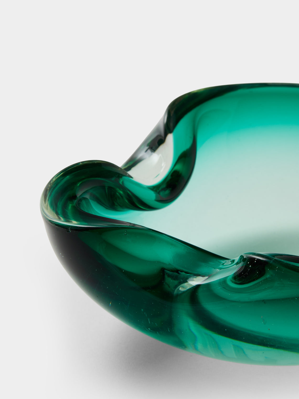 Antique and Vintage - Mid-Century Murano Glass Ashtray - Green - ABASK