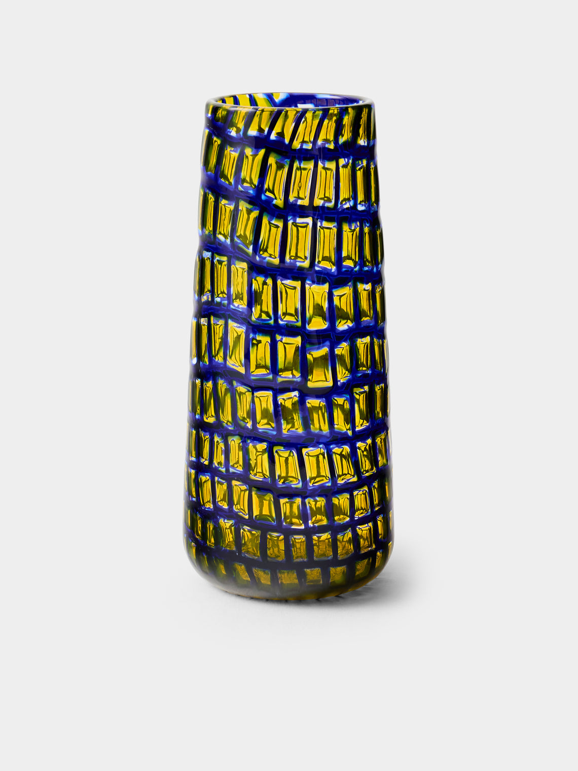 Venini - 1940 Carlo Scarpa Romane Murrine Murano Glass Vase (10in/26cm) - Yellow - ABASK - 