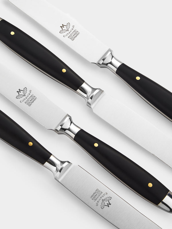 Eichenlaub - Resin Old German Steak Cutlery (Set of 4 Pieces) - Black - ABASK