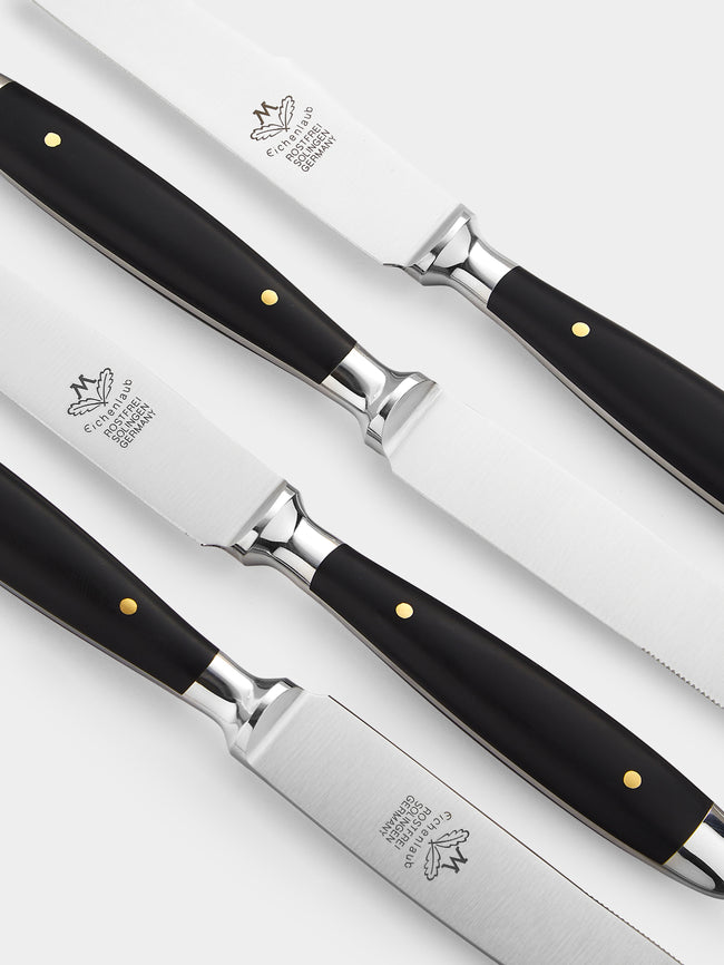Eichenlaub - Resin Old German Steak Cutlery (Set of 4 Pieces) - Black - ABASK