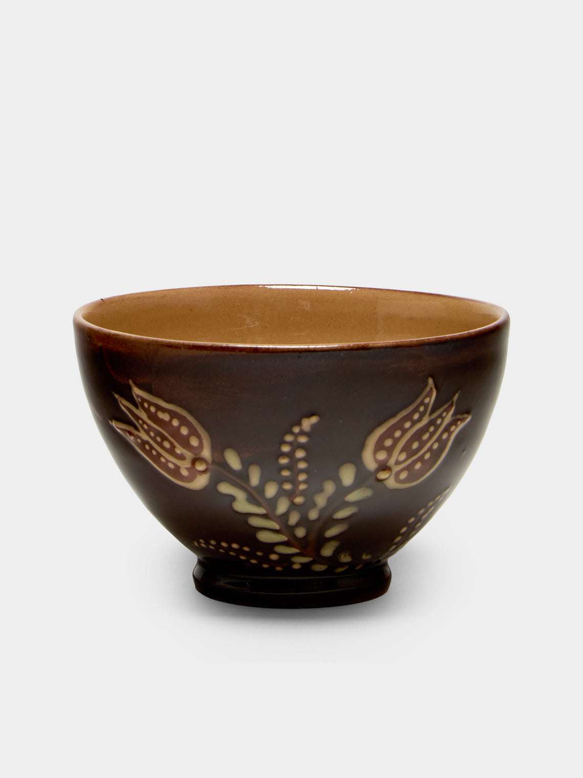 Poterie d’Évires - Flowers Hand-Painted Ceramic Petite Bowls (Set of 6) - Dark brown - ABASK