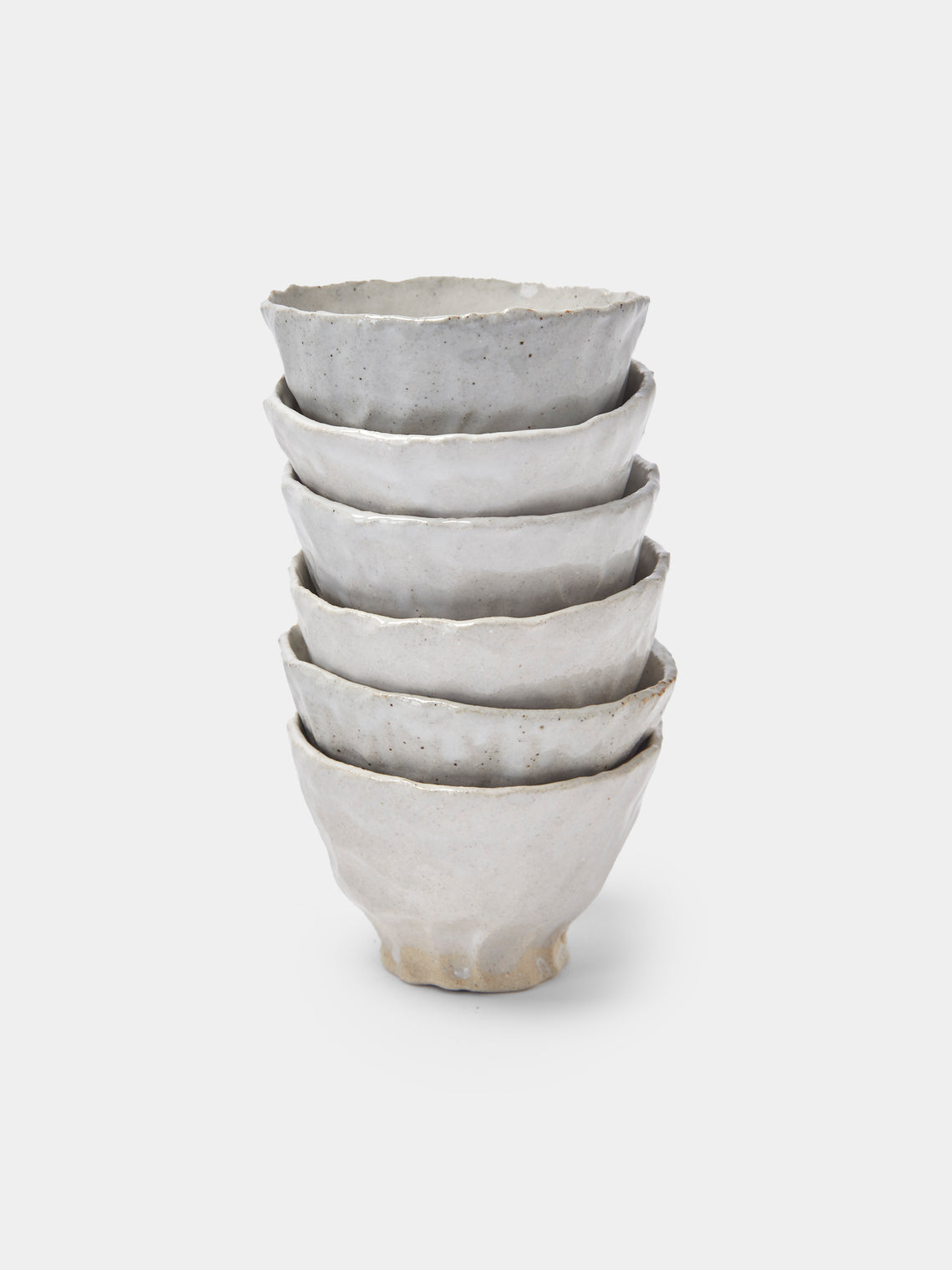 Estudio Vernís - Wood-Fired Stoneware Snack Bowls (Set of 6) - White - ABASK