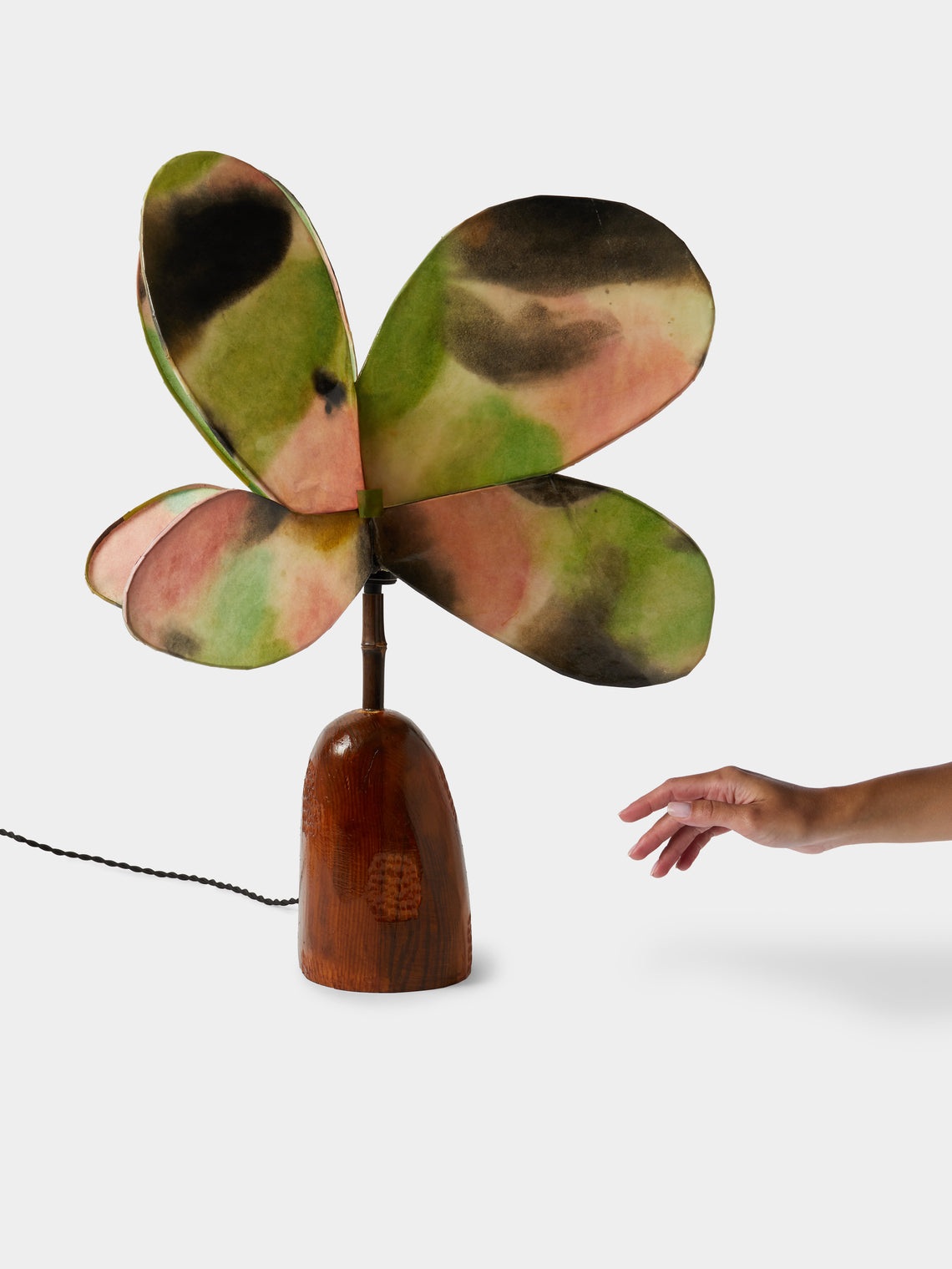Yuxuan Huang - Spring Flower Hand-Painted Kozo Paper and Wood Table Lamp - Multiple - ABASK