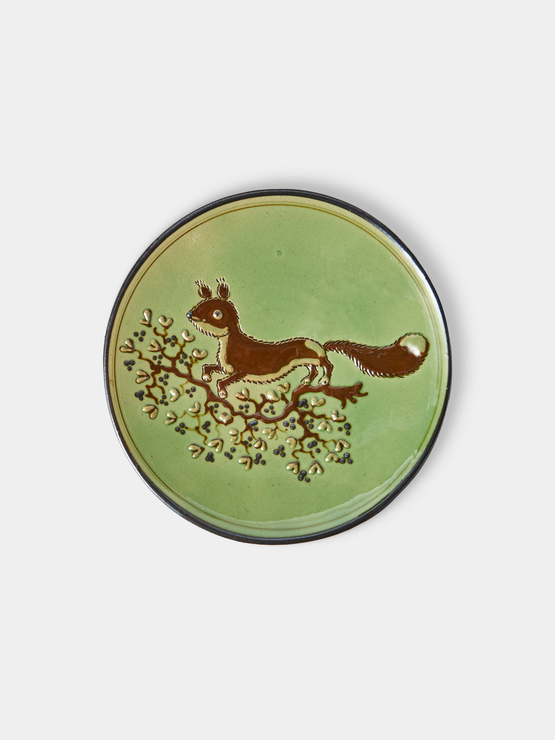 Poterie d’Évires - Animals Hand-Painted Ceramic Plates – 5.5in/14cm (Set of 4) - Green - ABASK