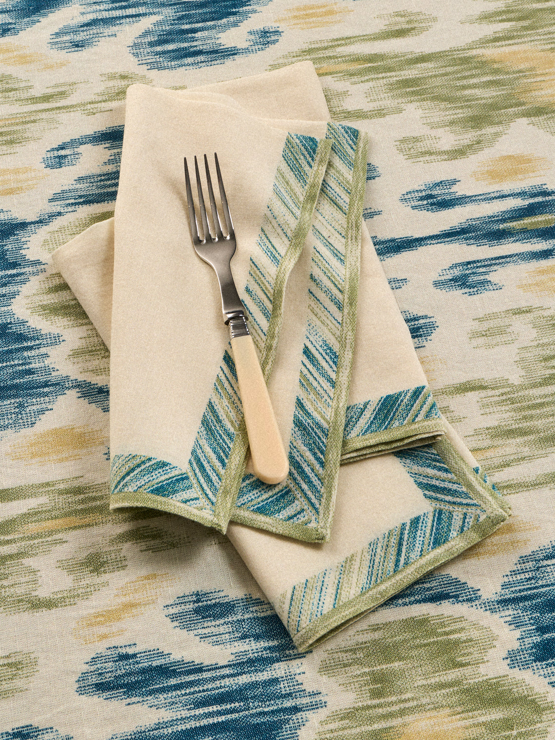 D'Ascoli - | Set of 4 | Kamila Printed Cotton Napkins - Cream - ABASK