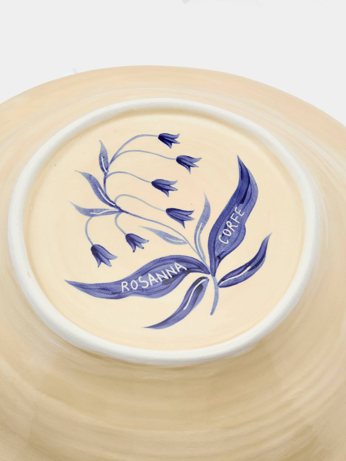 Rosanna Corfe - Birds and Bluebells Hand-Painted Ceramic Fruit Bowl - Cream - ABASK