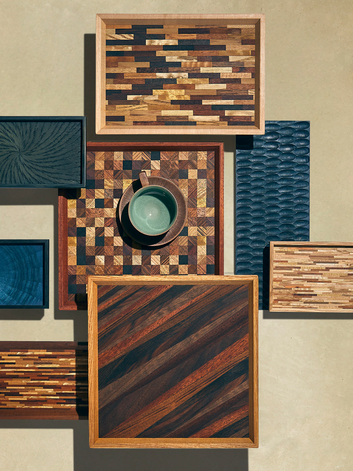 Mori Kougei - Poke Wood Square Tray (10.5in/26.5cm) - Multiple - ABASK