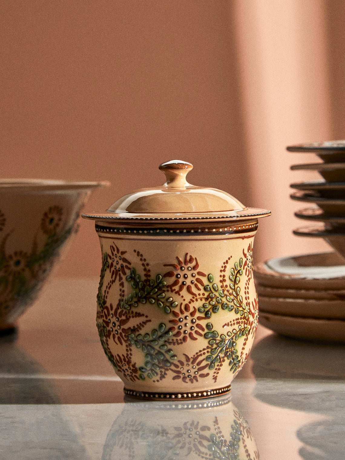 Poterie d’Évires - Flowers Hand-Painted Ceramic Mini Lidded Pot - Cream - ABASK